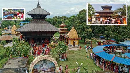 साउनको बोलबम यात्रा: त्रिवेणीबाट जल लिएर पर्रोहा शिवधाममा भक्तजनको घुइँचो