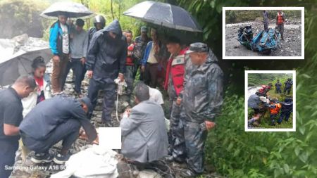 ५० फिट तल खसेको अटो, दुई बालबालिकाको शव फेला- आमा अझै बेपत्ता!