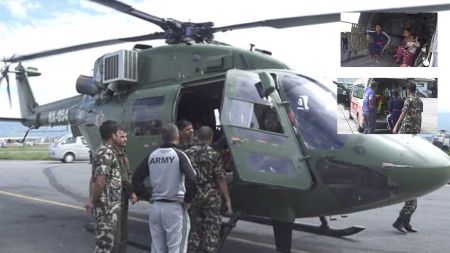 नेपाली सेनाले सिन्धुलीका मृगौला रोगीलाई हेलिकप्टरमा उद्धार