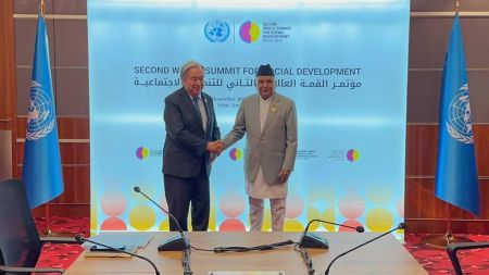 दोहामा राष्ट्रपति पौडेल र महासचिव गुटेरेसबीच भेट: ‘नेपाल जेनजी आन्दोलनपछि जवाफदेही शासनको यात्रामा’